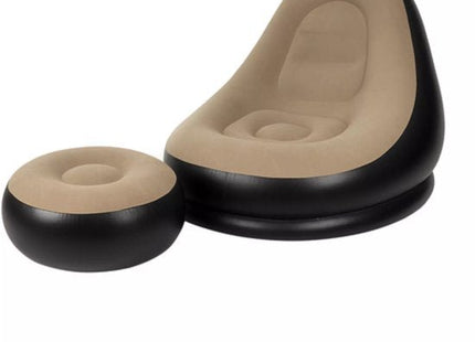 Opblaasbare stoel met voetensteun en voetpomp, tot 120 kg, zwart-beige - MBDeals.nl