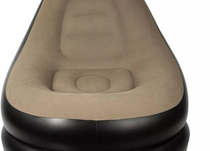 Opblaasbare stoel met voetensteun en voetpomp, tot 120 kg, zwart-beige - MBDeals.nl