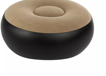 Opblaasbare stoel met voetensteun en voetpomp, tot 120 kg, zwart-beige - MBDeals.nl