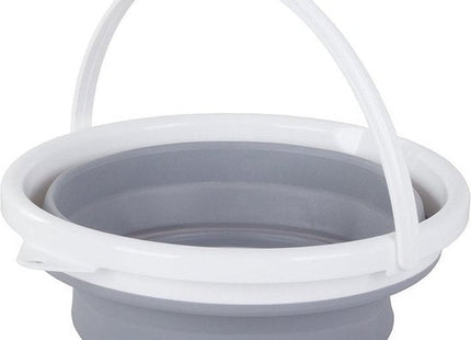 Opvouwbare emmer 5 liter van siliconen met inklapbaar handvat in grijs en wit - foto 2