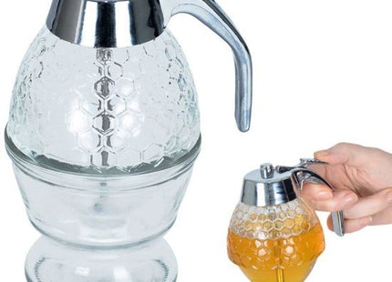 Orion glazen dispenser voor honing en siroop met doseerhendel