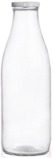 Orion glazen melkfles 1 liter met zwarte metalen schroefdop, 26 cm - MBDeals.nl