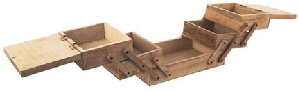 Orion houten naaikist van mangohout, uitklapbaar met 5 vakken, 30,5 x 18 x 21 cm - MBDeals.nl