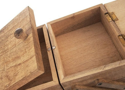 Orion houten naaikist van mangohout, uitklapbaar met 5 vakken, 30,5 x 18 x 21 cm - MBDeals.nl