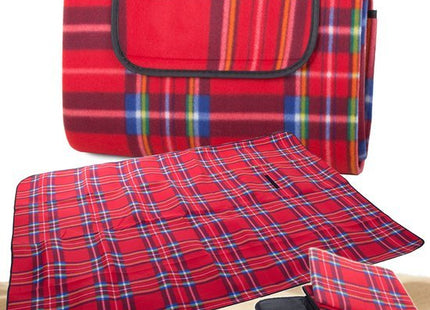 Picknickkleed 200 x 150 cm met grote rode ruit en waterdichte onderkant