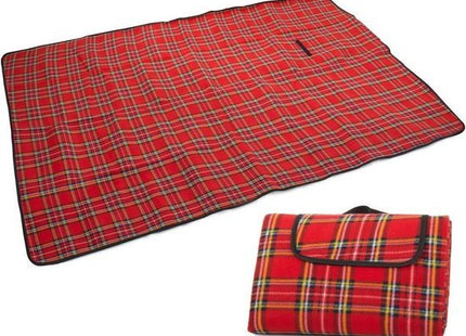 Picknickkleed 200 x 150 cm rode Schotse ruit met waterdichte onderkant - foto 2