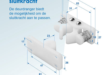 ProPlus - Deurvanger met Metalen Veren - Voor Caravan - , Camper - en Kastdeuren - Deurdranger - Bestand tegen Harde Wind - 2 Stuks - MBDeals.nl