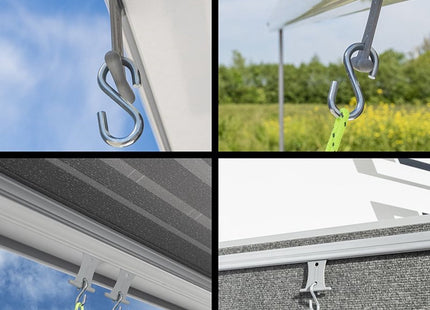 ProPlus - Tentrail Hangers met S - haak - Set van 6 - Ø 5 - 8 mm - Staal - Grijs - MBDeals.nl