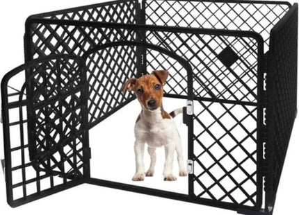 Puppyren wit 90 x 90 x 60 cm met poortje van kunststof - MBDeals.nl