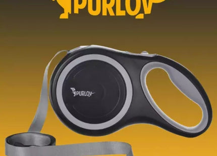 Purlov - Automatische Hondenlijn - Vergrendelknop - Metalen Karabijnhaak - Reflecterende Tape - MBDeals.nl