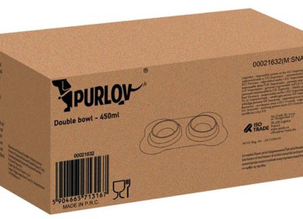 Purlov - Dubbele Voerbak - Antislip Siliconen Basis - Twee Kommen van 450ml - Vaatwasserbestendig - MBDeals.nl