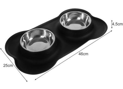 Purlov - Dubbele Voerbak - Antislip Siliconen Basis - Twee Kommen van 450ml - Vaatwasserbestendig - MBDeals.nl