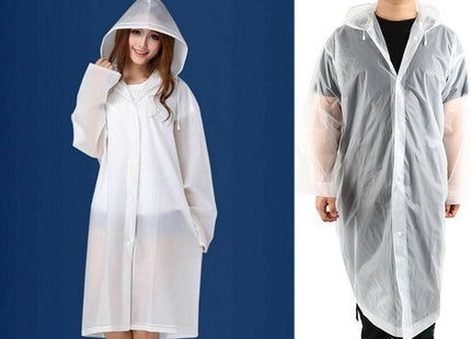 Regenjas met capuchon, lang model, unisex one size, wit - MBDeals.nl