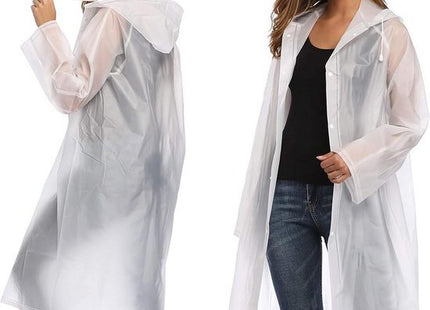 Regenjas met capuchon, lang model, unisex one size, wit - MBDeals.nl