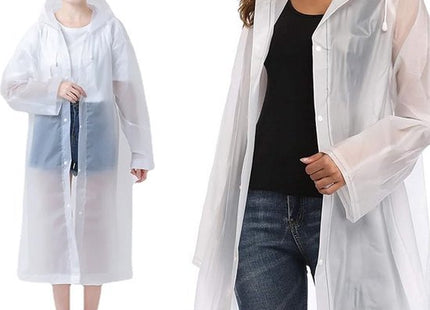 Regenjas met capuchon, lang model, unisex one size, wit - MBDeals.nl