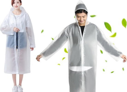 Regenjas met capuchon, lang model, unisex one size, wit - MBDeals.nl