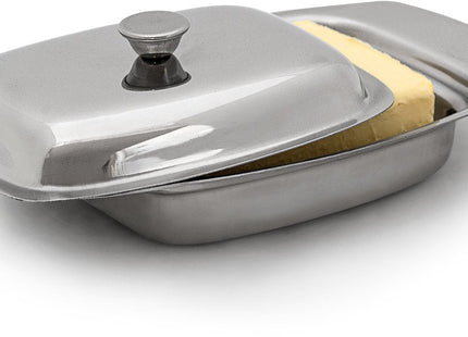 Relaxdays - Boterschaal - Voor 250 G Boter - RVS - Zilverkleurig - MBDeals.nl