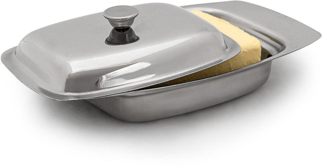 Relaxdays - Boterschaal - Voor 250 G Boter - RVS - Zilverkleurig - MBDeals.nl