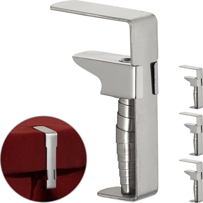 Relaxdays - Tafelkleedklemmen - Verstelbaar tot 4,2cm - Set van 4 - RVS - MBDeals.nl