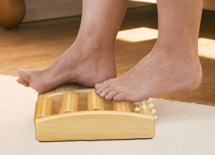 Relaxdays - Voetmassage Roller - Hout - 2x5 Rollers - Voorzien van Ribbels en Noppen - MBDeals.nl