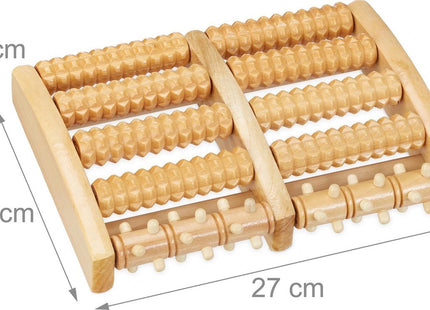 Relaxdays - Voetmassage Roller - Hout - 2x5 Rollers - Voorzien van Ribbels en Noppen - MBDeals.nl