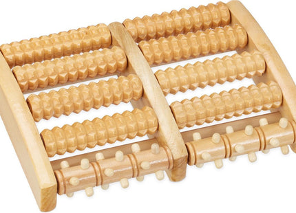 Relaxdays - Voetmassage Roller - Hout - 2x5 Rollers - Voorzien van Ribbels en Noppen - MBDeals.nl