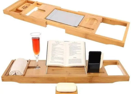 Ruhhy - Badplank - Duurzaam Bamboe - Uitschuifbaar 70 tot 105 Cm - Incl. Zeephouder - MBDeals.nl