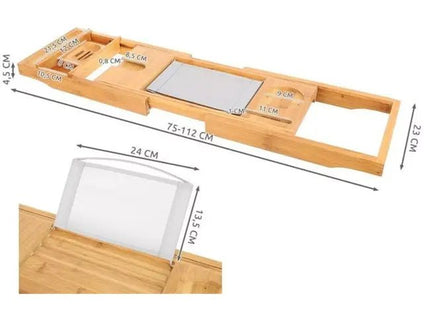 Ruhhy - Badplank - Duurzaam Bamboe - Uitschuifbaar 70 tot 105 Cm - Incl. Zeephouder - MBDeals.nl