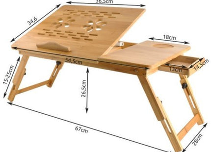 Ruhhy bamboe laptopstandaard verstelbaar voor laptops tot 17 inch met lade - MBDeals.nl
