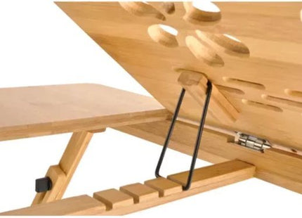 Ruhhy bamboe laptopstandaard verstelbaar voor laptops tot 17 inch met lade - MBDeals.nl