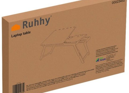 Ruhhy bamboe laptopstandaard verstelbaar voor laptops tot 17 inch met lade - MBDeals.nl