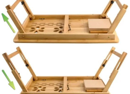 Ruhhy bamboe laptopstandaard verstelbaar voor laptops tot 17 inch met lade - MBDeals.nl