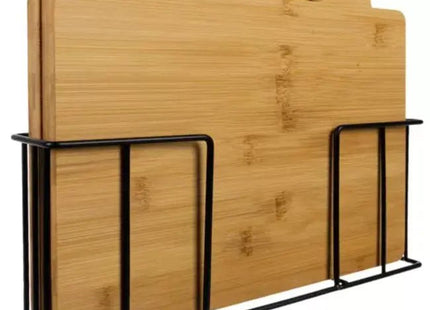 Ruhhy - Bamboe Snijplankenset - 4 - delig - Houtkleur - Inclusief Houder - MBDeals.nl