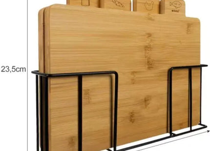 Ruhhy - Bamboe Snijplankenset - 4 - delig - Houtkleur - Inclusief Houder - MBDeals.nl