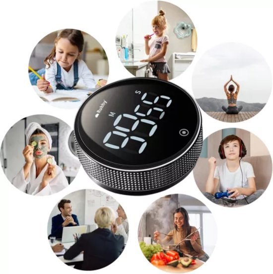 Ruhhy - Digitale Timer - Compact ontwerp - Eénknopsbediening - Krachtige magneet - MBDeals.nl