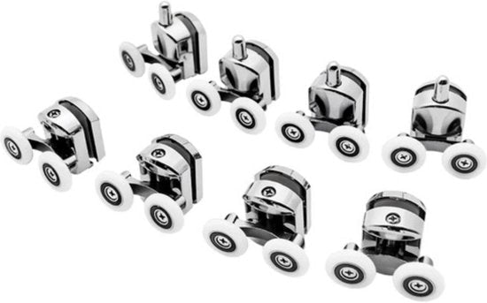 Ruhhy douchecabine wieltjes 23 mm voor glas van 4 tot 6 mm, set van 16 stuks