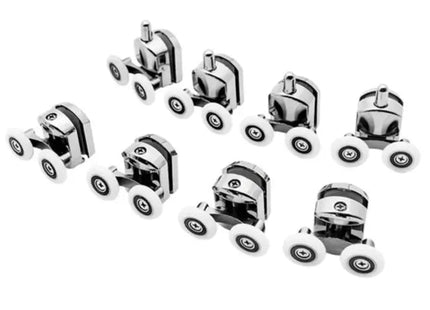 Ruhhy - Douchecabine Wieltjes - Set van 8 - Kunststof - Zilver / Wit - MBDeals.nl
