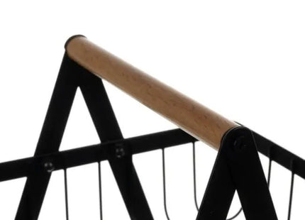 Ruhhy - Fruit Etagère - Houten Handvat - 2 Laags - Zwart Metaal - MBDeals.nl