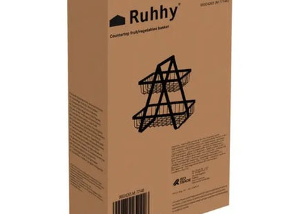 Ruhhy - Fruit Etagère - Houten Handvat - 2 Laags - Zwart Metaal - MBDeals.nl