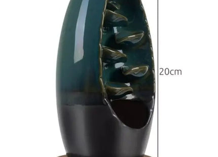 Ruhhy - Geurbrander - Aromatisch - Waterval Effect - Keramiek + Hout - Groen / Grafiet - MBDeals.nl