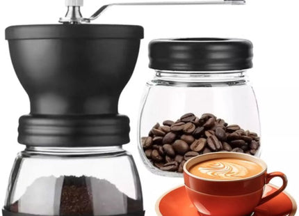 Ruhhy - Handmatige Koffiemolen - Instelbare Maalgraad - Twee Glazen Containers - Elektriciteitsvrij - MBDeals.nl