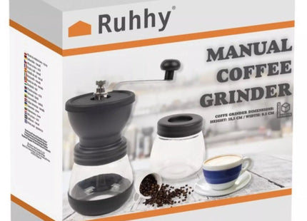 Ruhhy - Handmatige Koffiemolen - Instelbare Maalgraad - Twee Glazen Containers - Elektriciteitsvrij - MBDeals.nl
