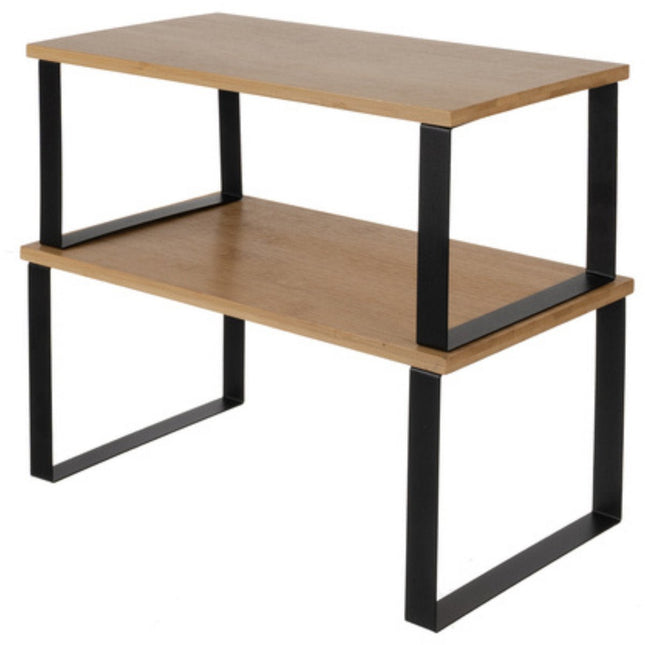 Ruhhy - Keukenrekje - Gietijzer en Hout - 2 - Delig - Met Stevig Hengsel - MBDeals.nl