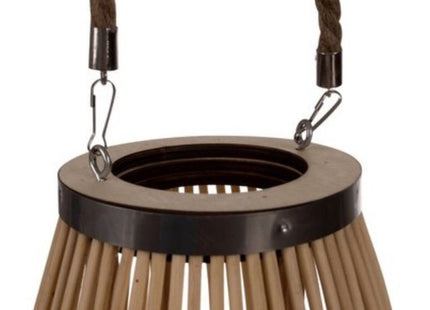 Ruhhy lantaarn windlicht van bamboe met glazen kaarshouder, 40 cm hoog, 2 stuks - MBDeals.nl