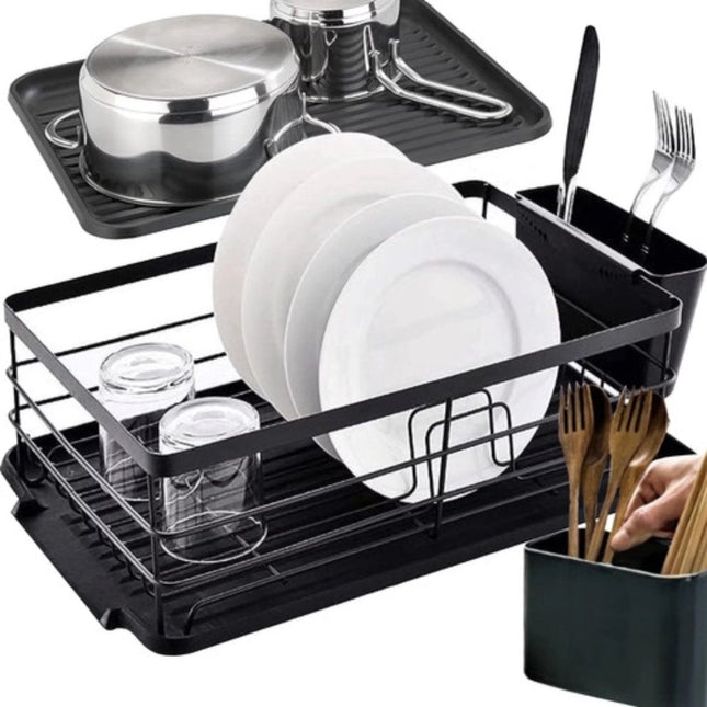 Ruhhy - Staand Afdruiprek - 44 X 31 X 14,5 Cm - Staal + PP - Bestand Tegen Beschadiging & Vocht - MBDeals.nl