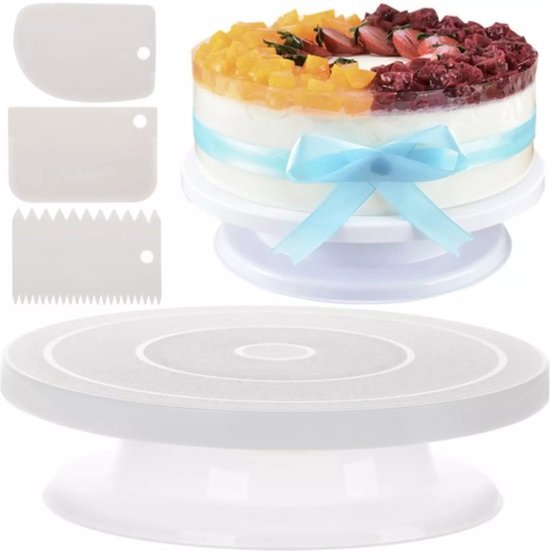 Ruhhy – Taartstandaard – Draaiend Plateau – Decoratiespatels – Stabiele Basis - MBDeals.nl