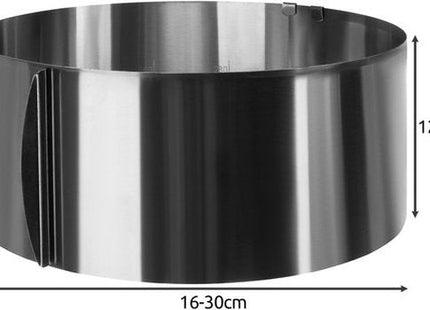 Ruhhy - Verstelbare Bakvorm - Zilverkleurig - 16 - 30 Cm Diameter - Geschikt voor Diverse Baksels - MBDeals.nl