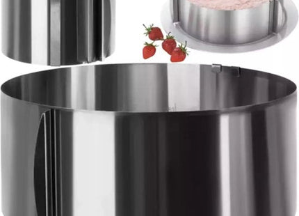Ruhhy - Verstelbare Bakvorm - Zilverkleurig - 16 - 30 Cm Diameter - Geschikt voor Diverse Baksels - MBDeals.nl