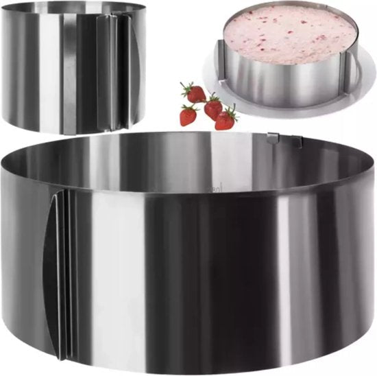 Ruhhy - Verstelbare Bakvorm - Zilverkleurig - 16 - 30 Cm Diameter - Geschikt voor Diverse Baksels - MBDeals.nl