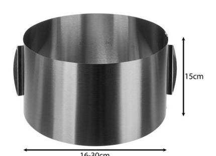 Ruhhy - Verstelbare Cakevorm - RVS - Diameter 16 - 30 Cm - Hoogte 15 Cm - MBDeals.nl